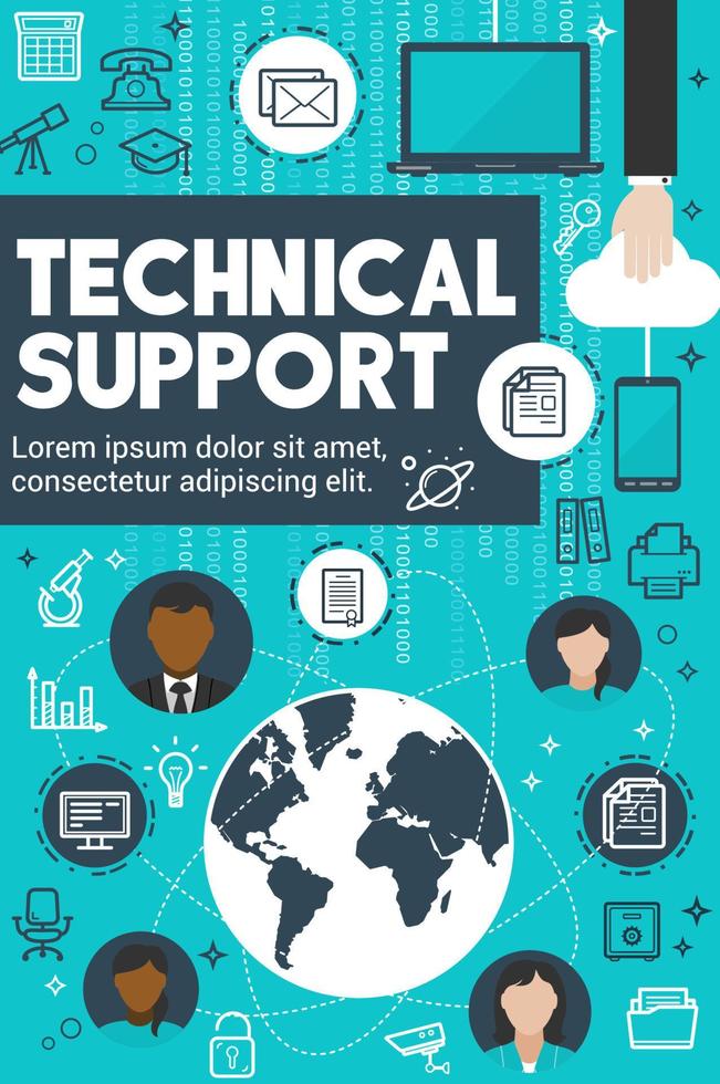 Banner für technischen Support und Kundenservice vektor