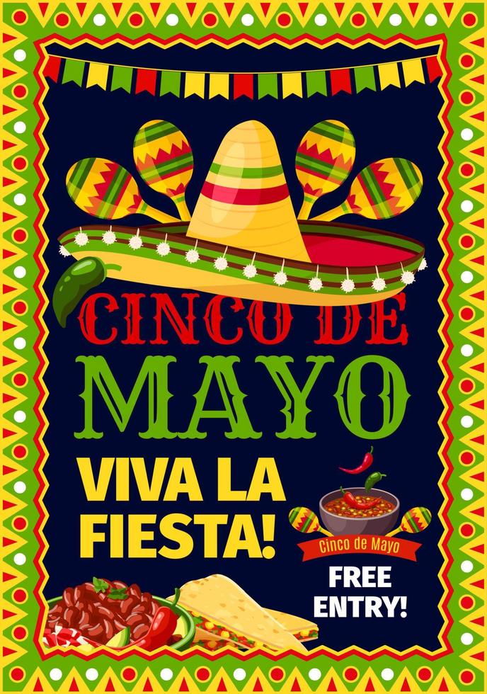 cinco de mayo fiesta mexikanisches partyvektorplakat vektor