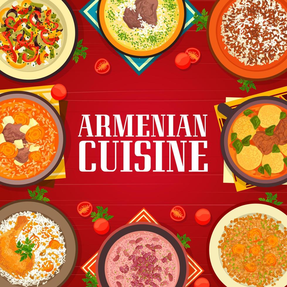 armeniska kök måltider meny vektor omslag sida