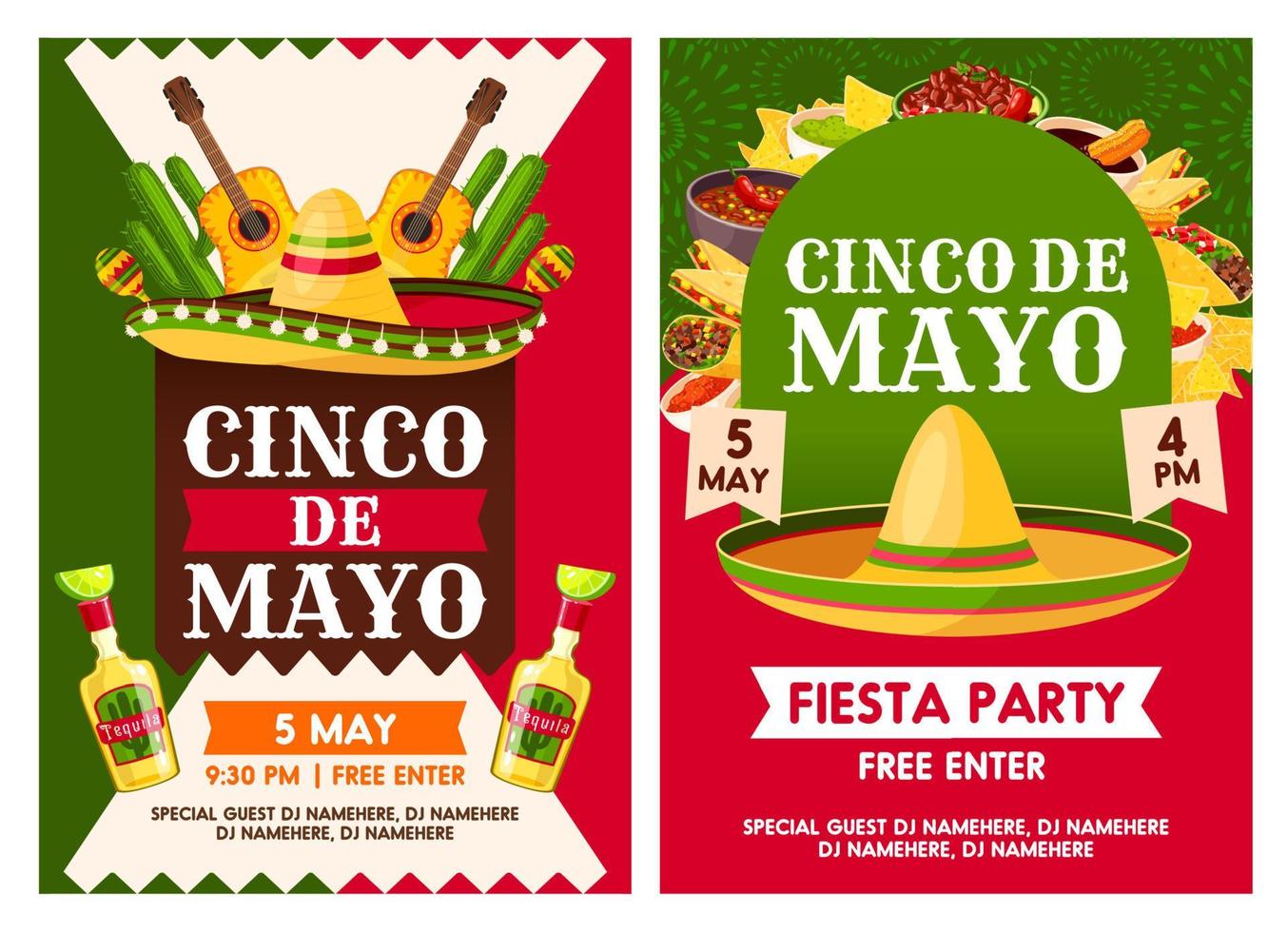 mexikanische Cinco de Mayo-Urlaubsparty-Vektorplakate vektor