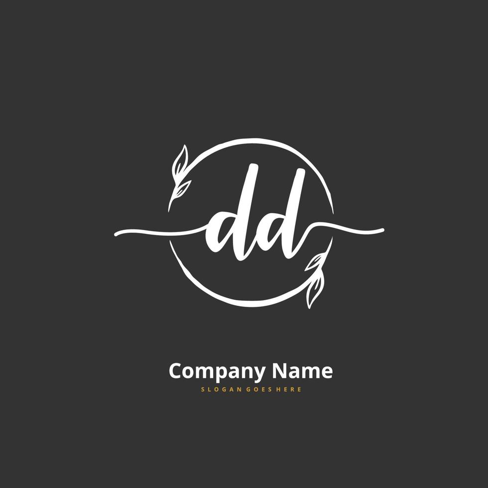 dd Anfangshandschrift und Signatur-Logo-Design mit Kreis. schönes design handgeschriebenes logo für mode, team, hochzeit, luxuslogo. vektor