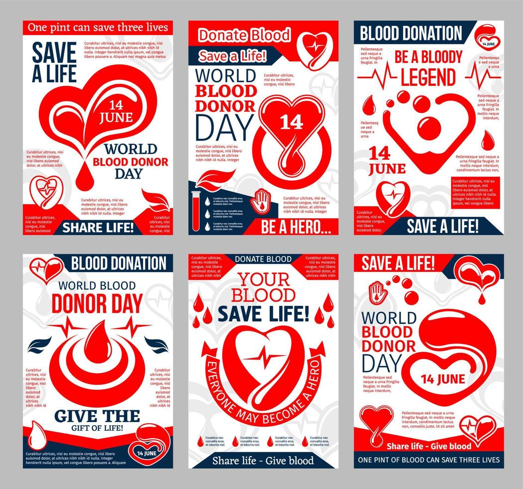 donera blod affisch för värld givare dag design vektor
