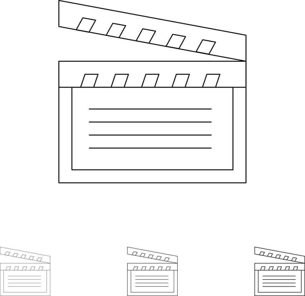 amerikanische filme video usa fett und dünne schwarze linie symbolsatz vektor