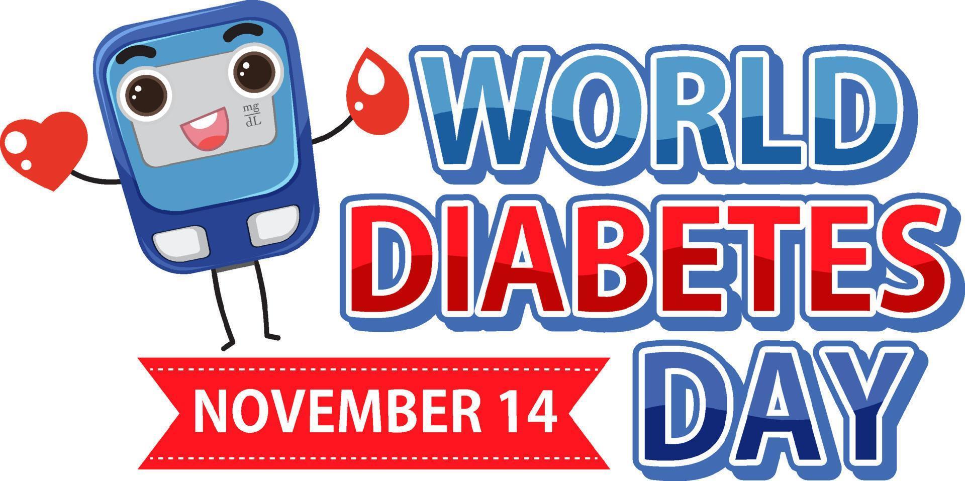 Weltdiabetes-Tag-Schriftart-Logo-Design vektor