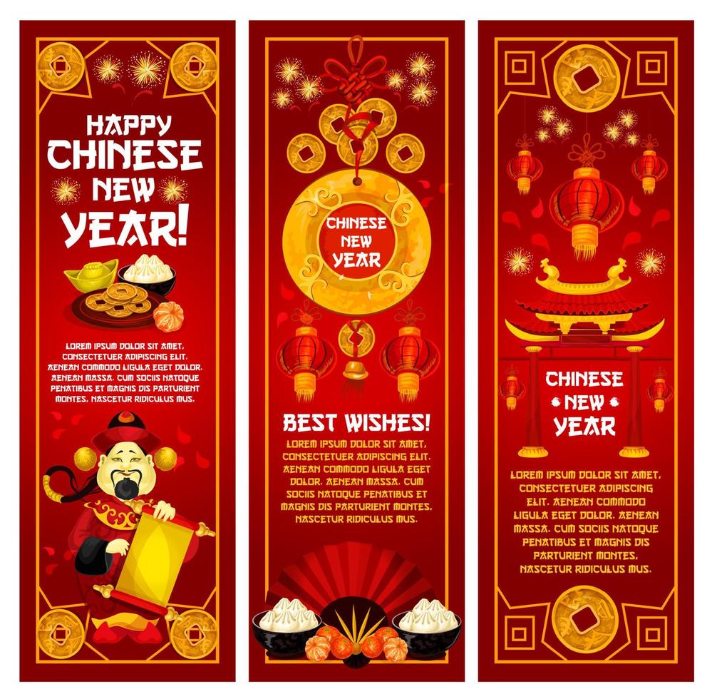 chinesisches neujahrsgrußbanner mit roter laterne vektor