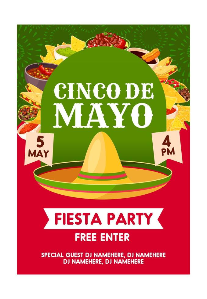 cinco de mayo mexikanische partyfahneneinladung vektor