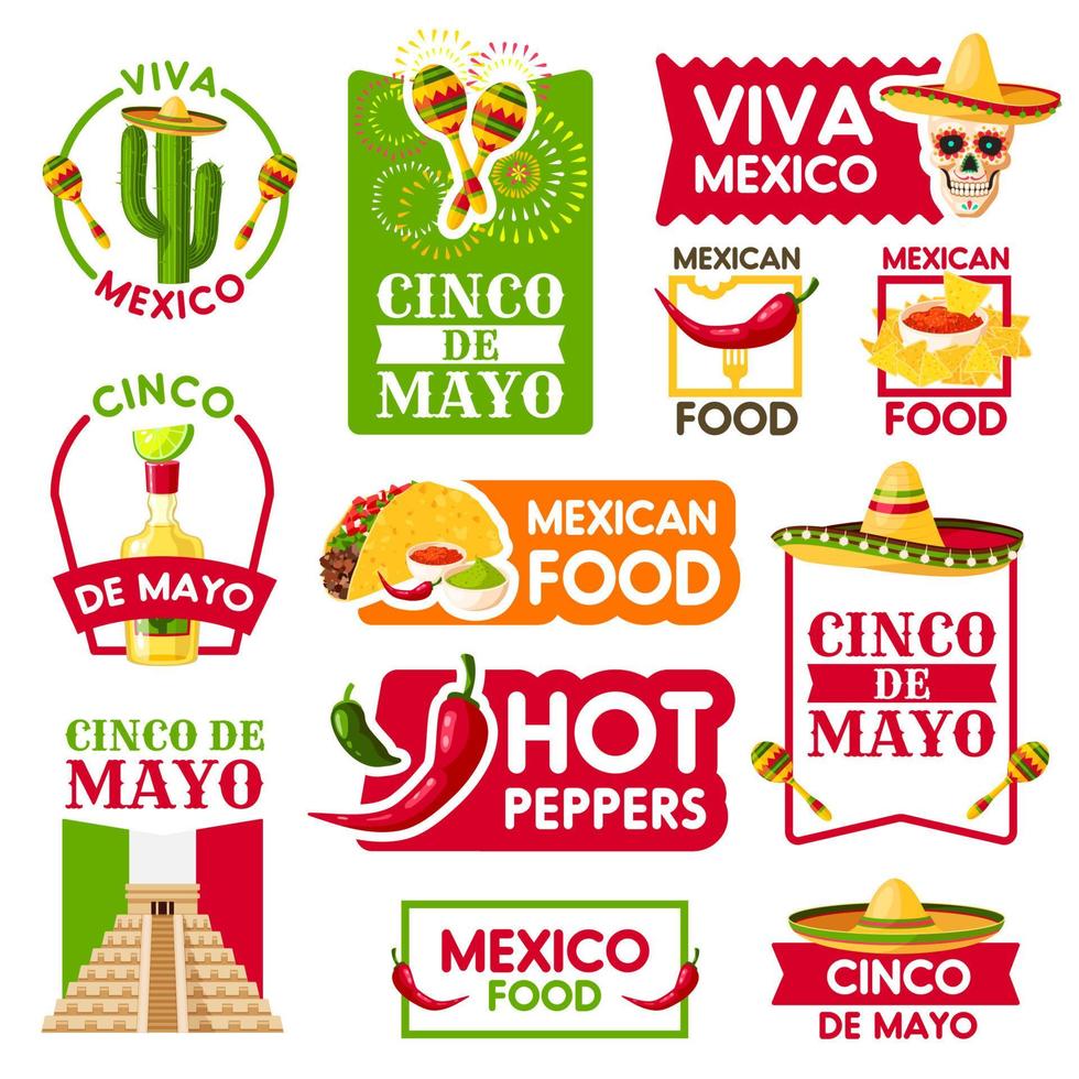 mexikansk vektor ikoner för cinco de mayo Semester