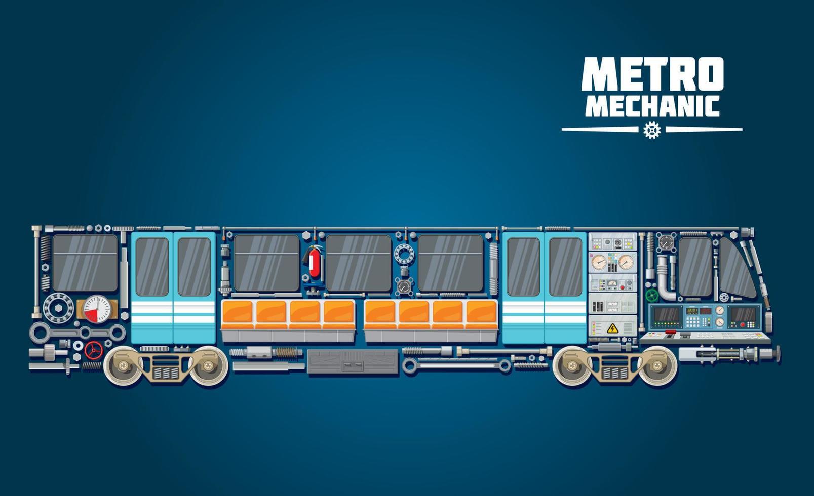 Symbol für U-Bahn-Teile für U-Bahn-Mechaniker-Konzept vektor