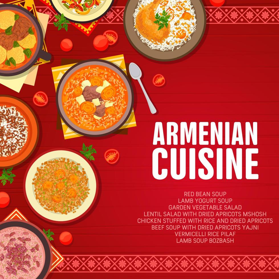 armeniska kök meny omslag design vektor mall