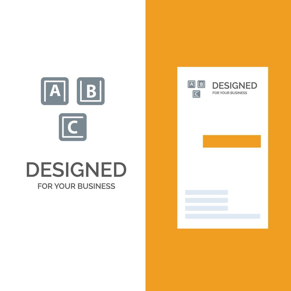 ABC block grundläggande alfabet kunskap grå logotyp design och företag kort mall vektor