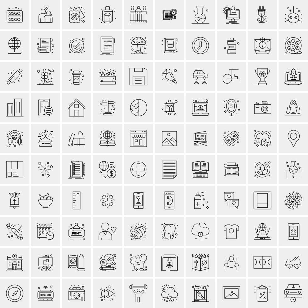uppsättning av 100 kreativ företag linje ikoner vektor