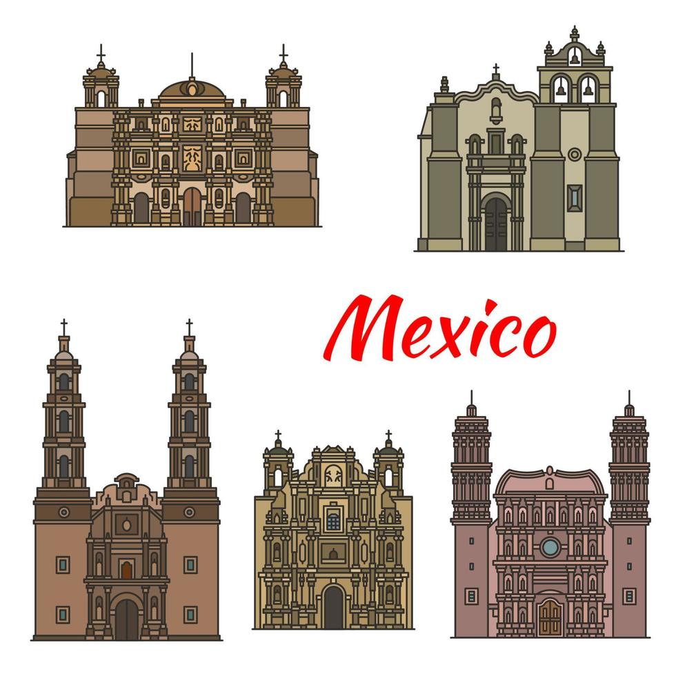 resa landmärke av mexikansk turist sevärdheter ikon vektor