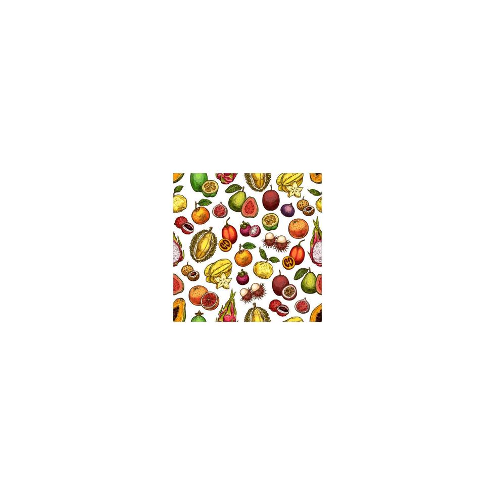 exotische Früchte und Beeren Musterdesign Hintergrund vektor