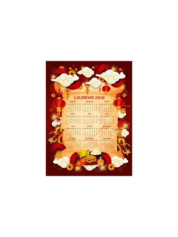 chinesische neujahrskalendervorlage auf pergament vektor