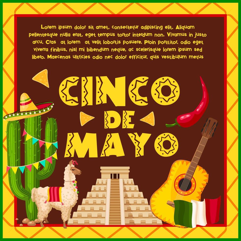 mexikanische feiertagskarte für cinco de mayo design vektor