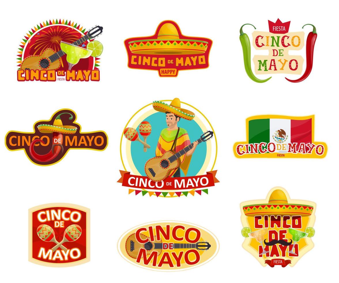 Cinco de Mayo Label für mexikanische Feiertagsparty vektor