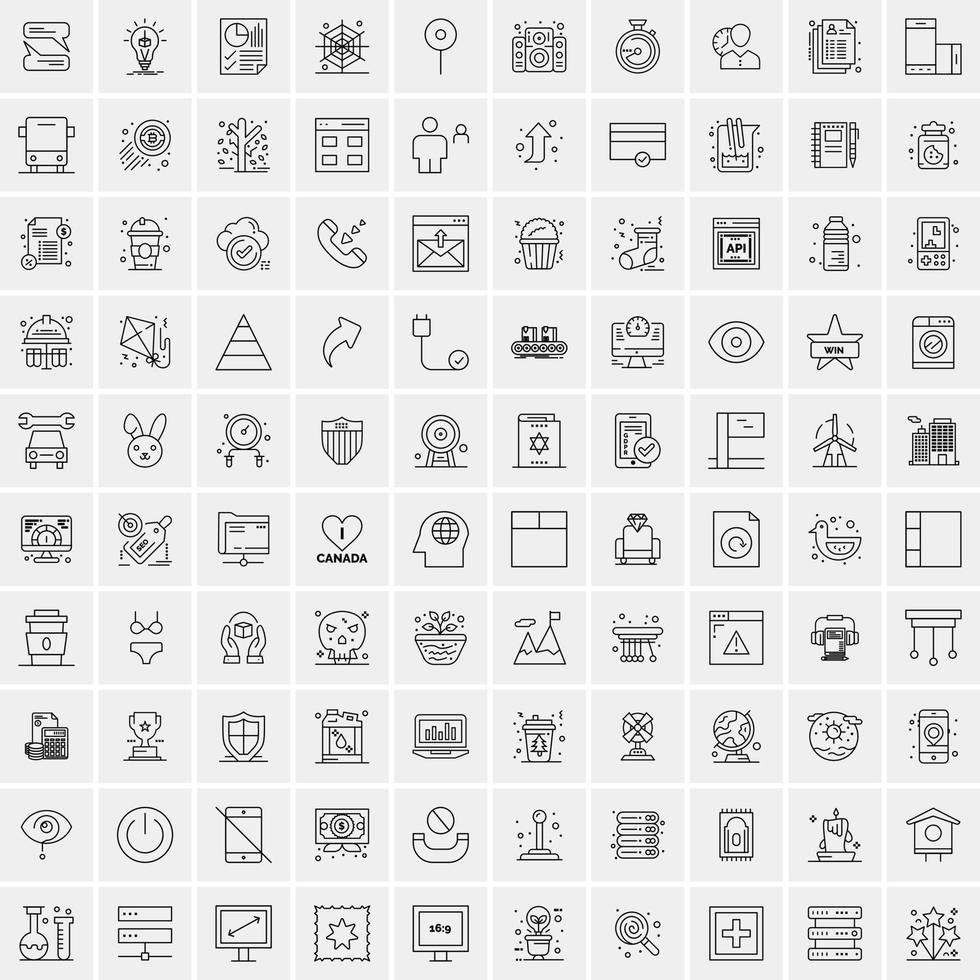 uppsättning av 100 kreativ företag linje ikoner vektor