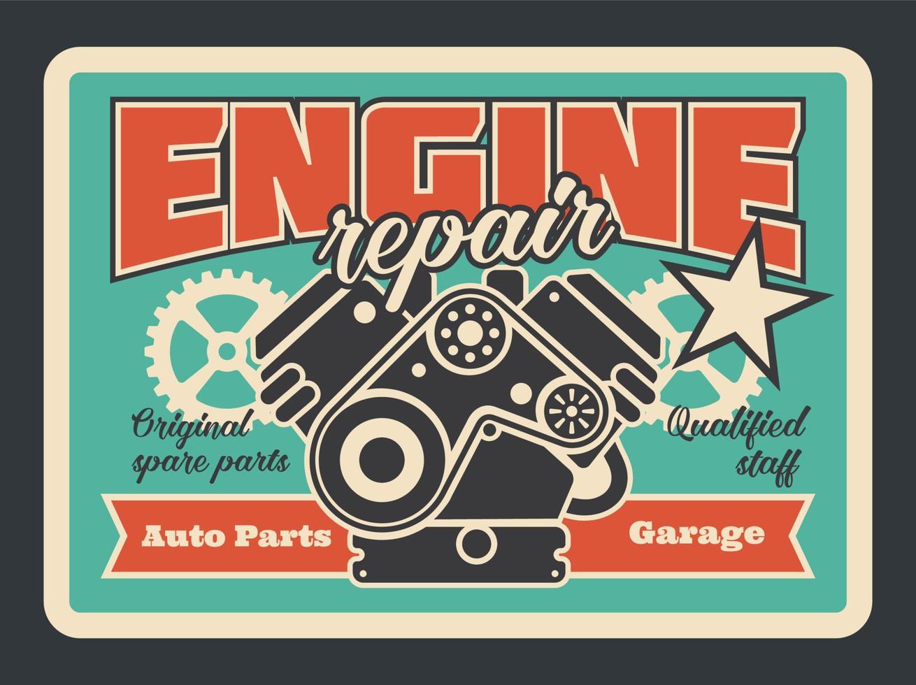 Auto-Motor-Reparatur-Service-Vektor-Retro-Poster vektor