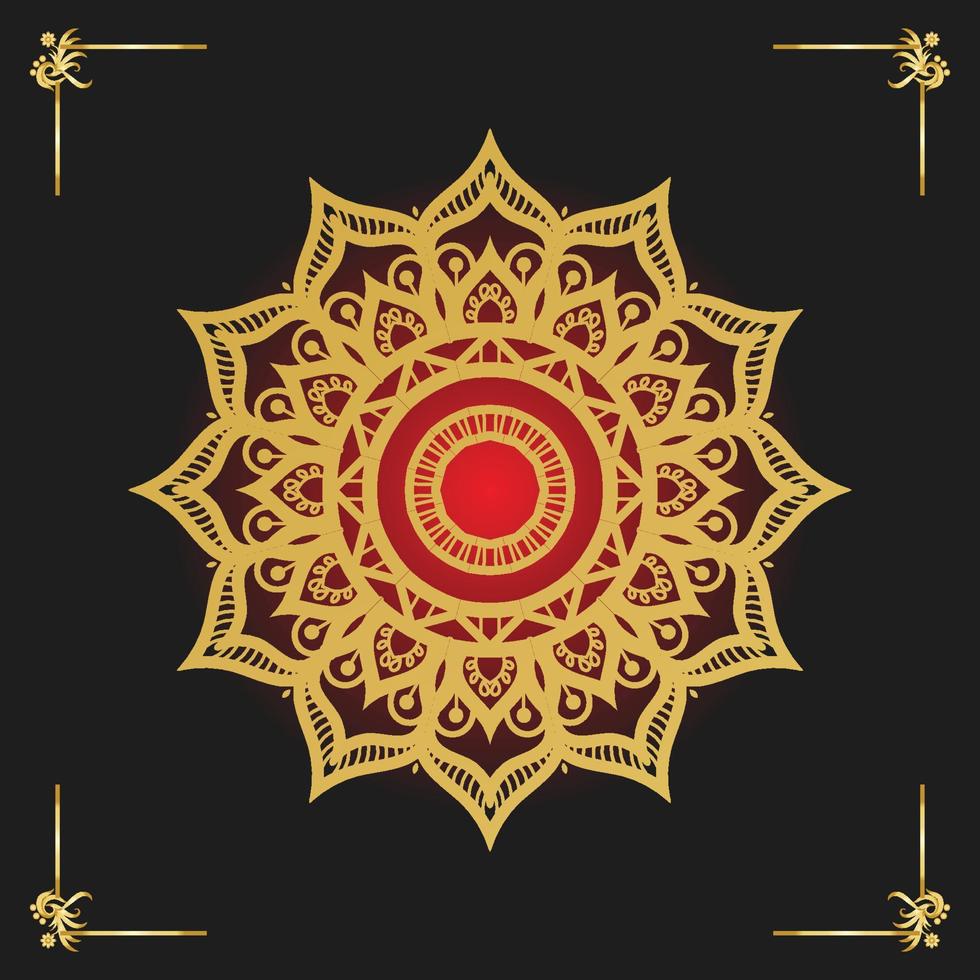 bohemisk mandala skriva ut, antistress färg bok, tatuering design orientalisk eller indian, islamic mystisk hand dragen prydnad för meditation eller yoga vektor illustration. svart och guld Färg