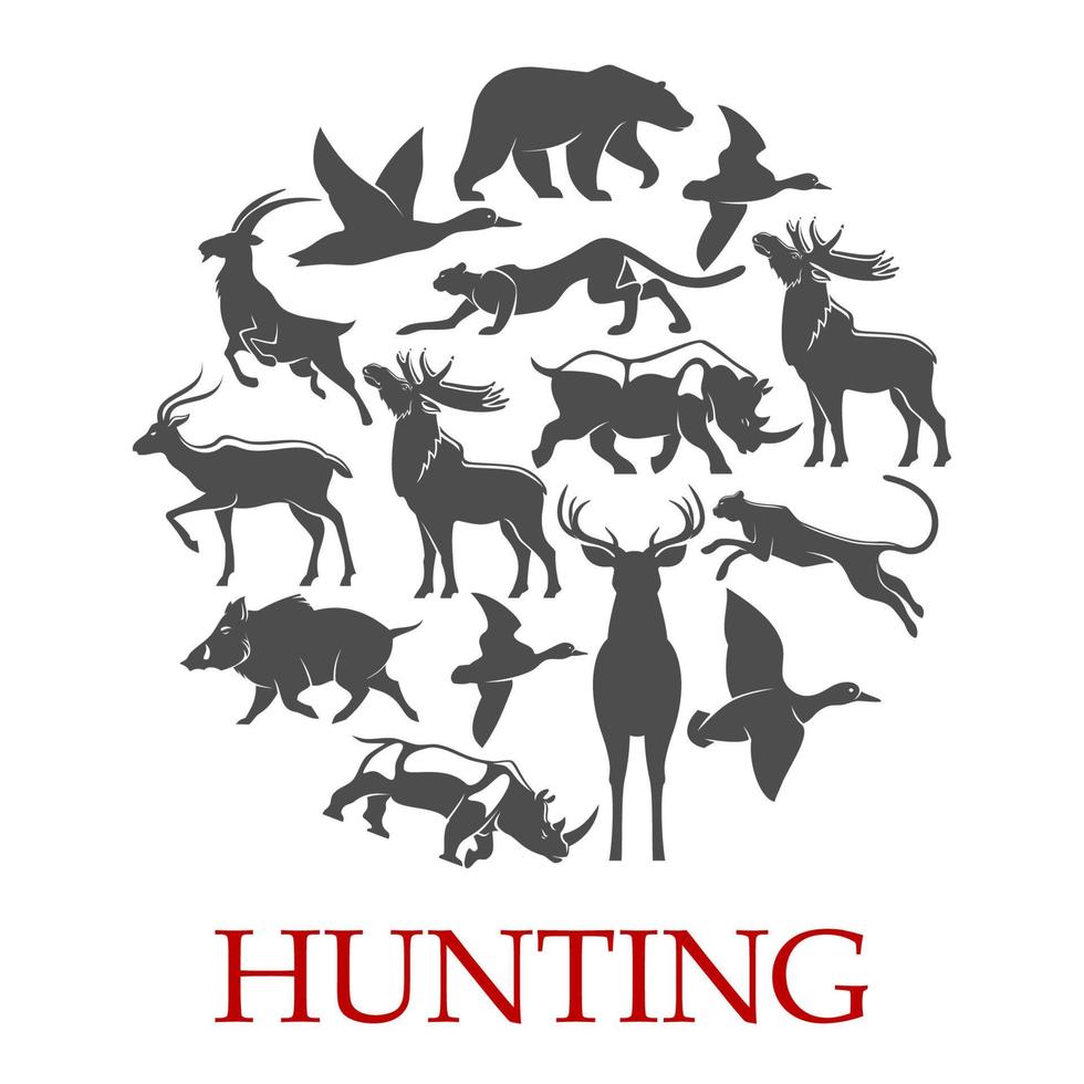 jakt sport affisch av skog och afrikansk djur- vektor