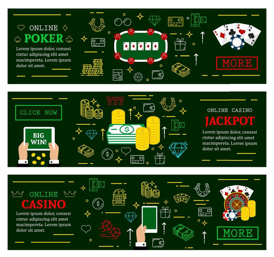 Online-Casino-Poker-Jackpot-Vektor-Web-Banner vektor