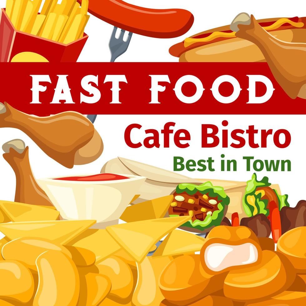 Vektorposter oder Menü für Fast-Food-Café-Bistro vektor