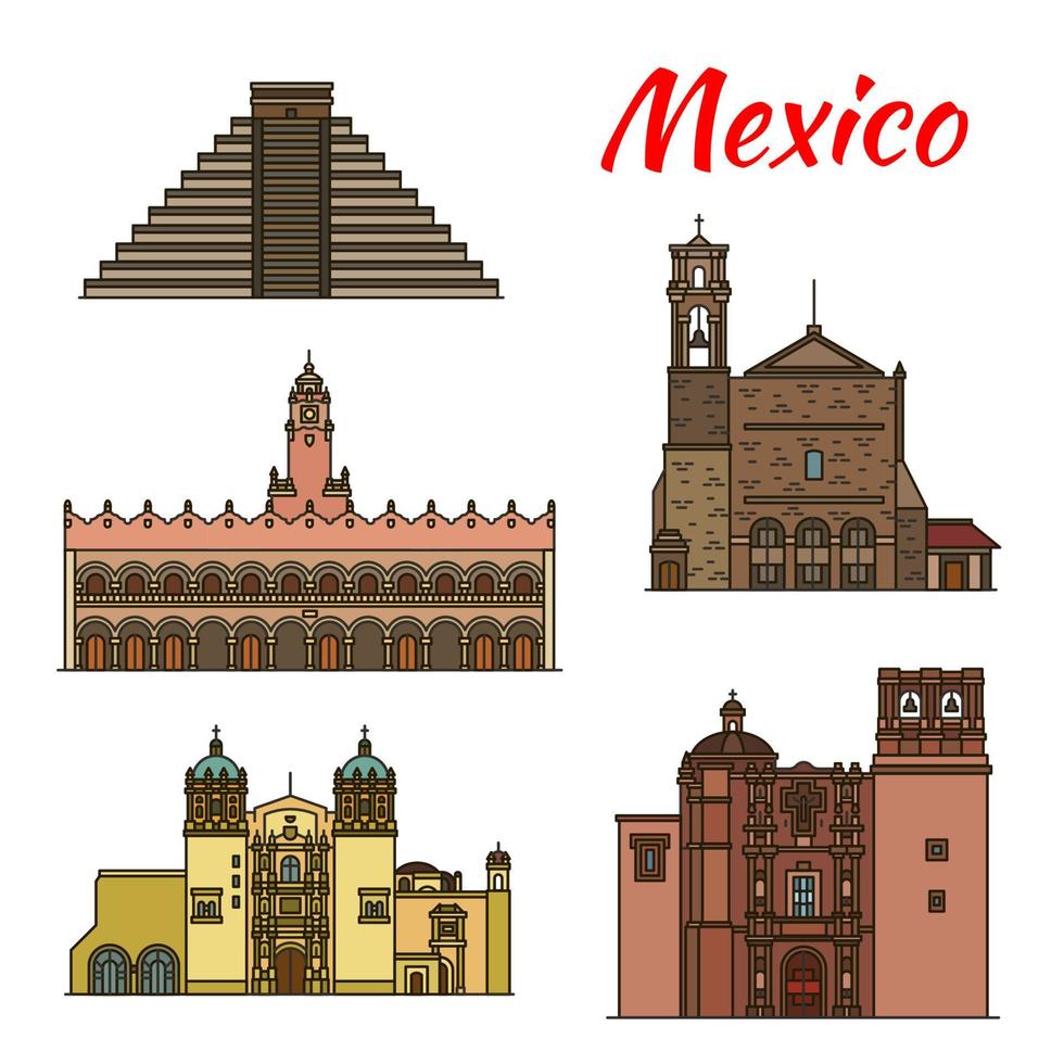 reise-wahrzeichen von mexiko und nordamerika symbol vektor