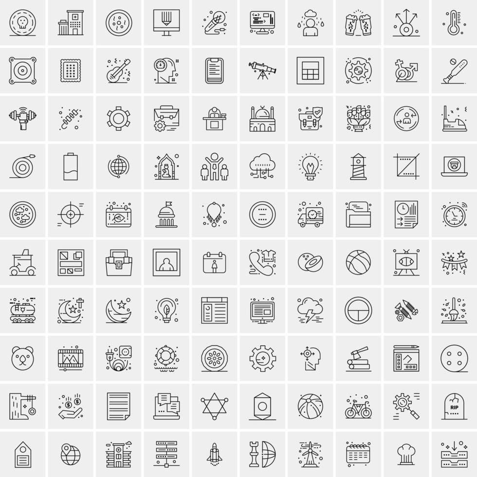 uppsättning av 100 kreativ företag linje ikoner vektor