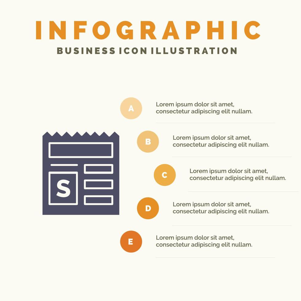 grundläggande pengar dokumentera Bank fast ikon infographics 5 steg presentation bakgrund vektor