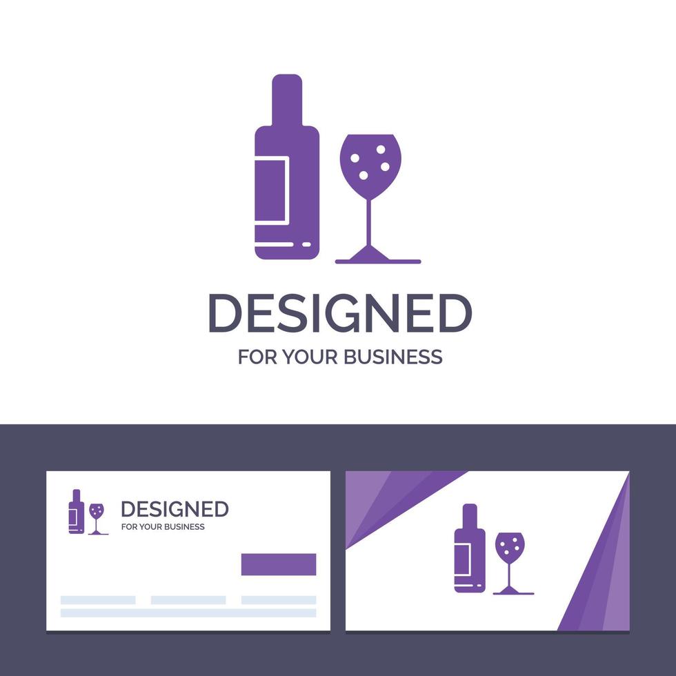 kreative visitenkarte und logo-vorlage trinken flasche glas liebe vektorillustration vektor