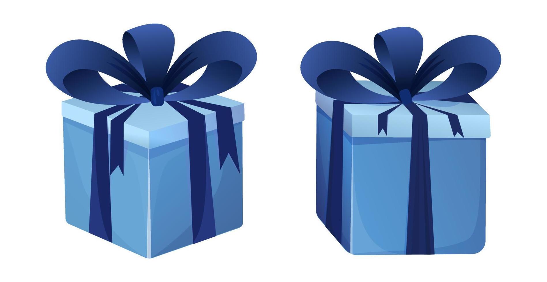 geschenkbox-karikatur der geschenkverpackung. Geschenkbox und Präsentbeutel mit Schleife. vektor