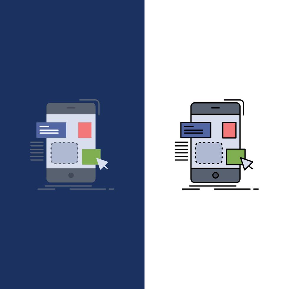Ziehen Sie mobiles Design ui ux flacher Farbsymbolvektor vektor