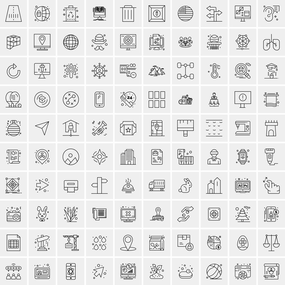 uppsättning av 100 kreativ företag linje ikoner vektor