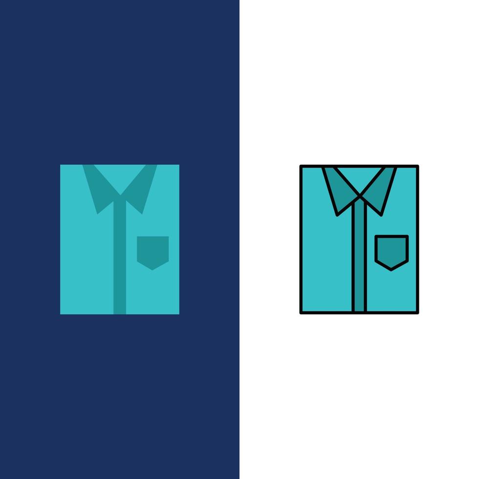 skjorta trasa Kläder klänning mode formell ha på sig ikoner platt och linje fylld ikon uppsättning vektor blå tillbaka