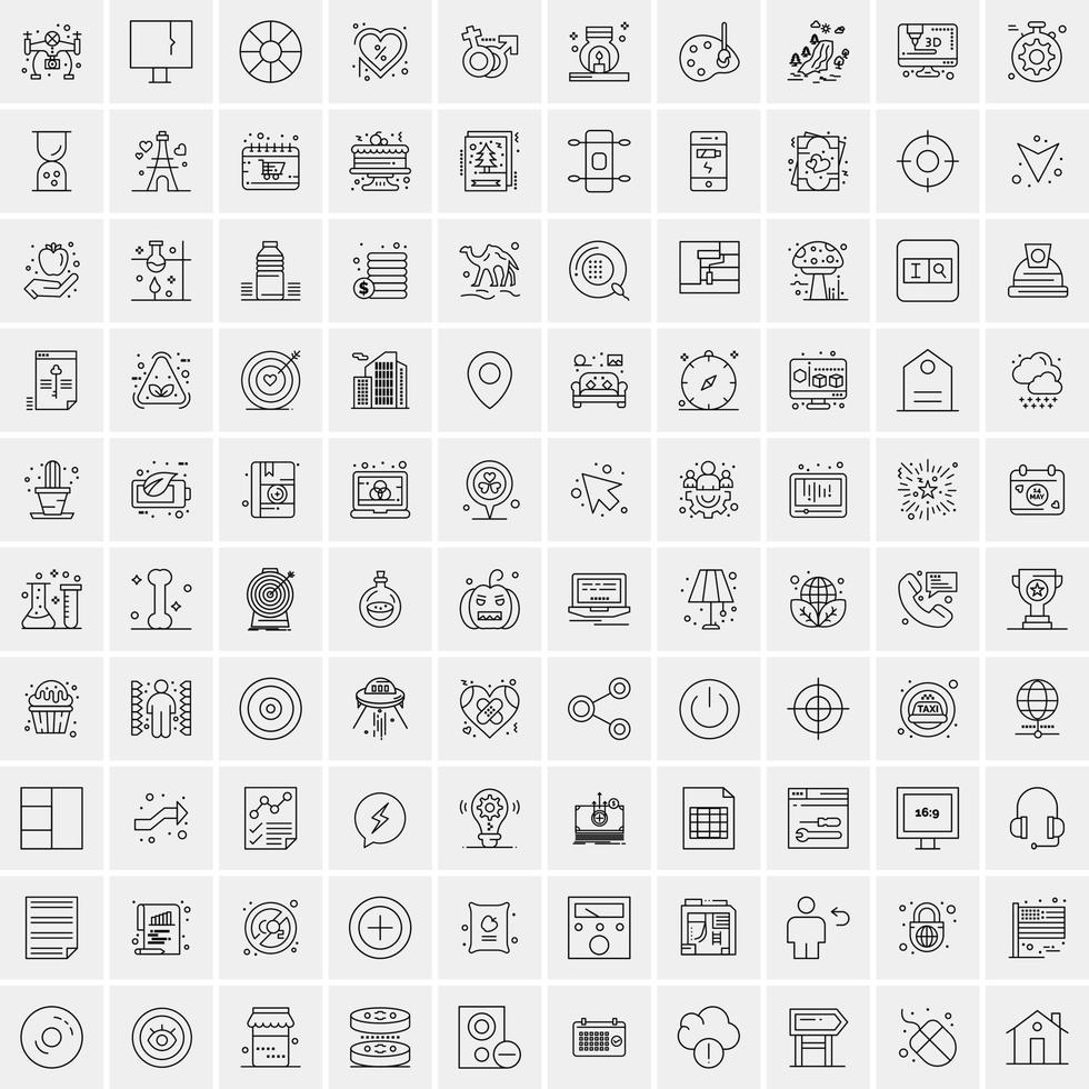 satz von 100 kreativen geschäftszeilensymbolen vektor