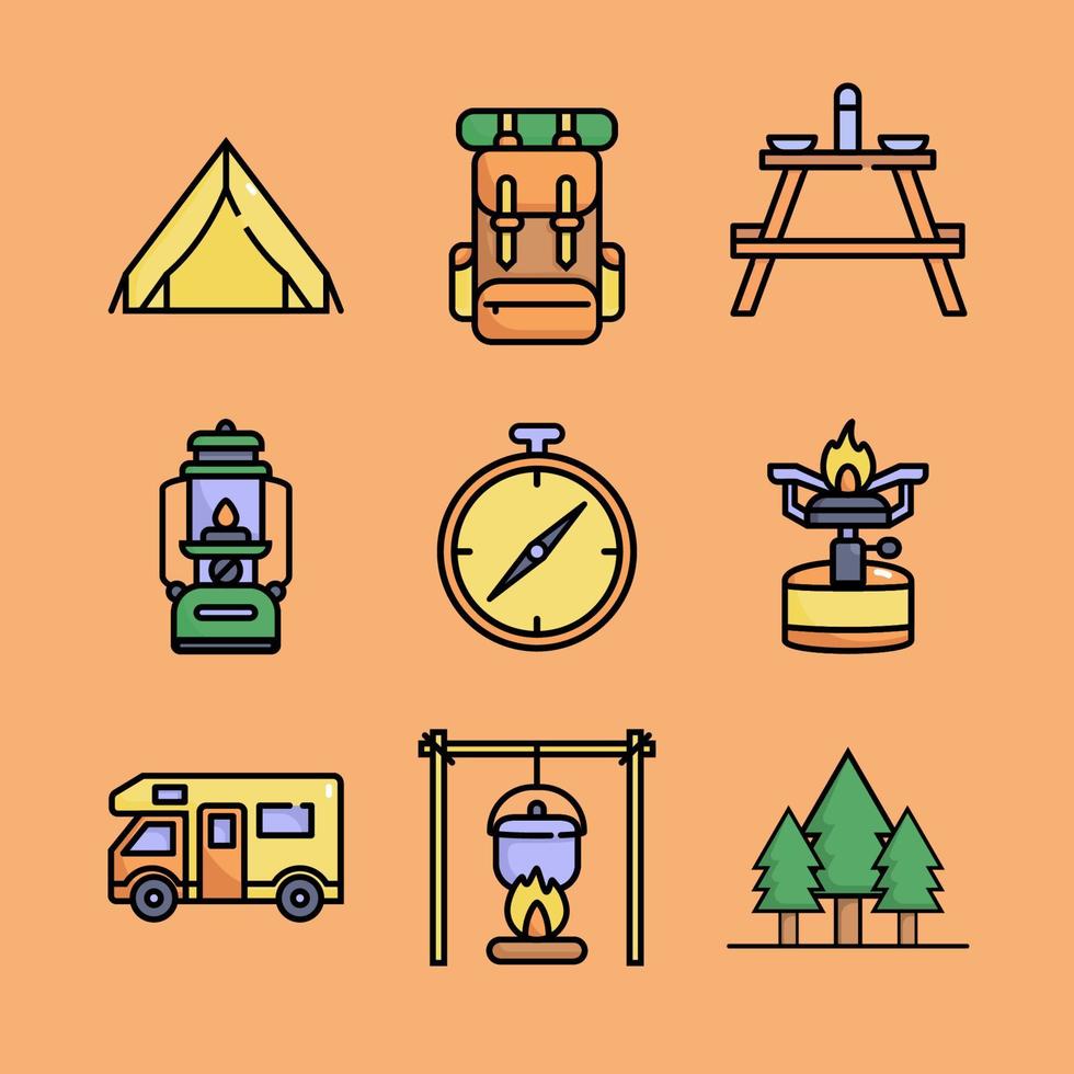platt camping ikon illustration design vektor