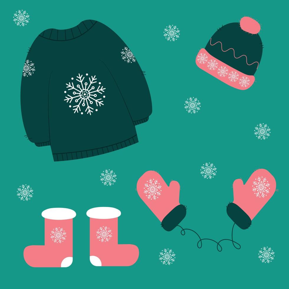 warmer Pullover und Accessoires. Vektor-Illustration. vektor