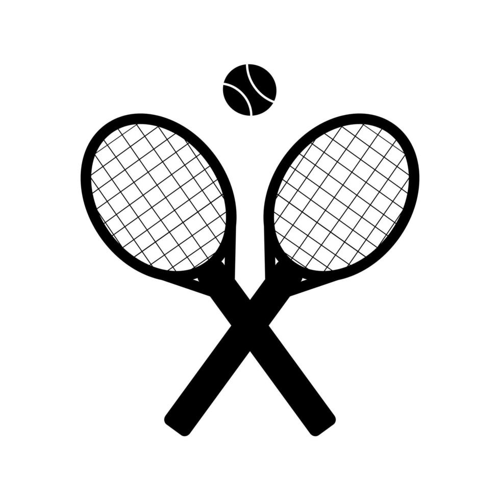 Tennisschläger und ein Ball. Tennis- und Ballsymbol im modischen flachen Stil, hervorgehoben auf weißem Hintergrund. ein Sportsymbol für Ihr Webdesign, Logo, Benutzeroberfläche. Vektor-Illustration vektor