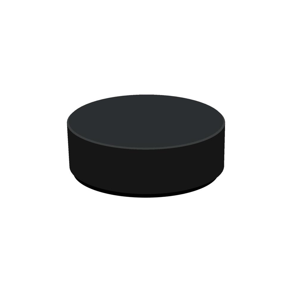 Hockey-Puck. karikatur trägt schwarze ballrunde, ausrüstung für spiele, flache vektorillustration lokalisiert auf weißem hintergrund zur verfügung. vektor