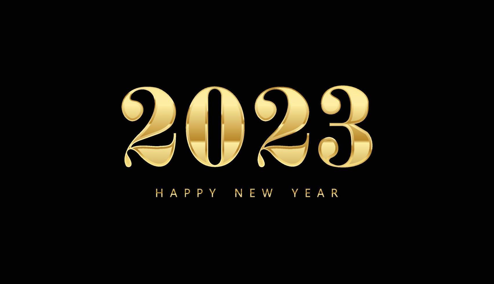 Frohes neues Jahr 2023, Zahlendesign, Luxusgoldstil, Vektorillustration vektor