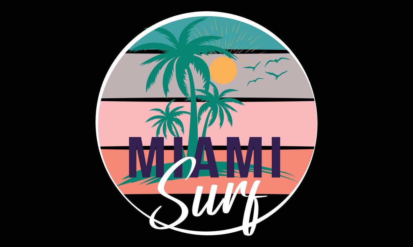 miami surfa vektor och illustrationer t-shirt design.