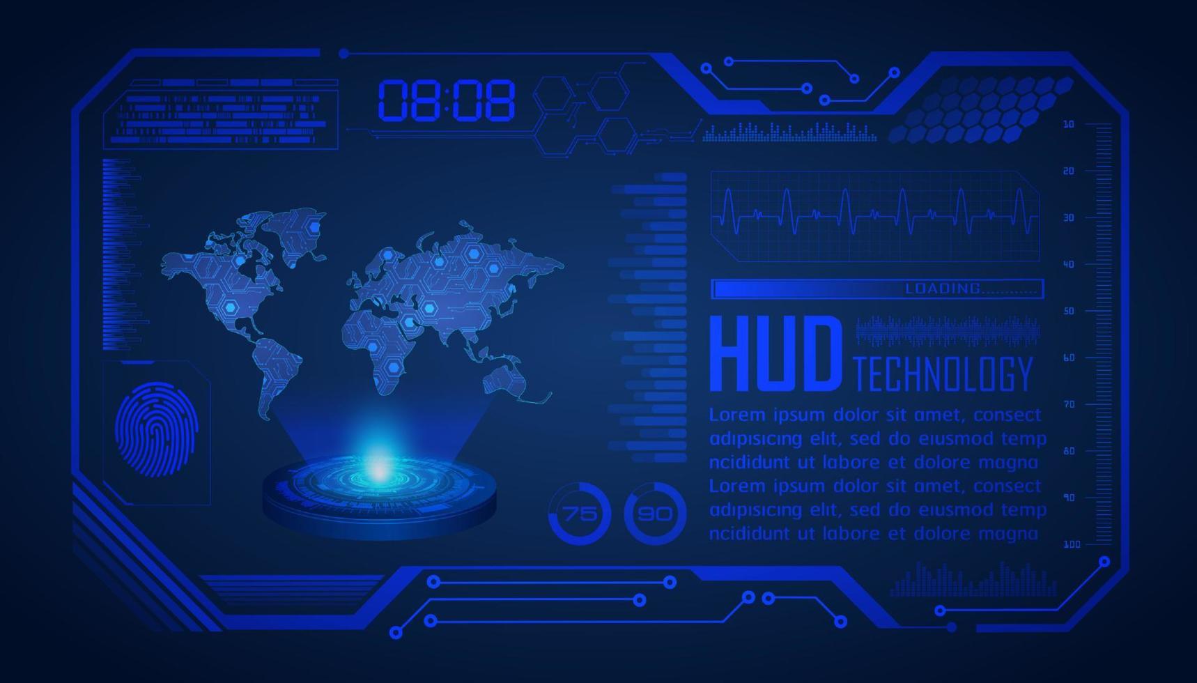 moderner holografischer hud-technologie-bildschirmhintergrund vektor