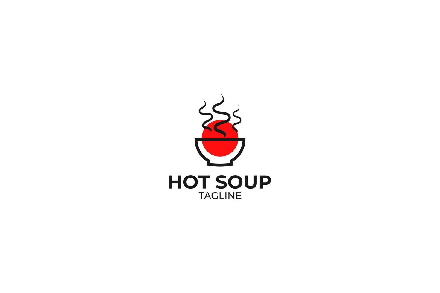 platt varm mat soppa skål logotyp design vektor mall illustration