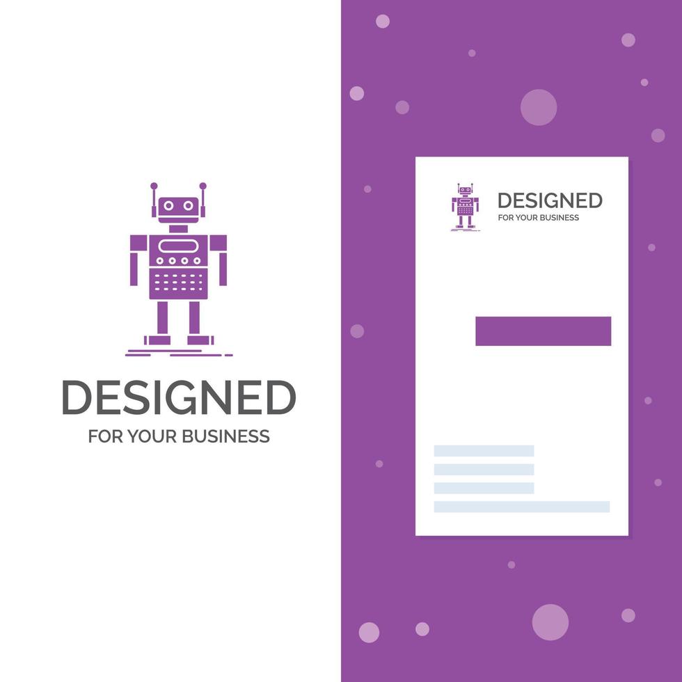 företag logotyp för robot. android. artificiell. bot. teknologi. vertikal lila företag .besöker kort mall. kreativ bakgrund vektor illustration