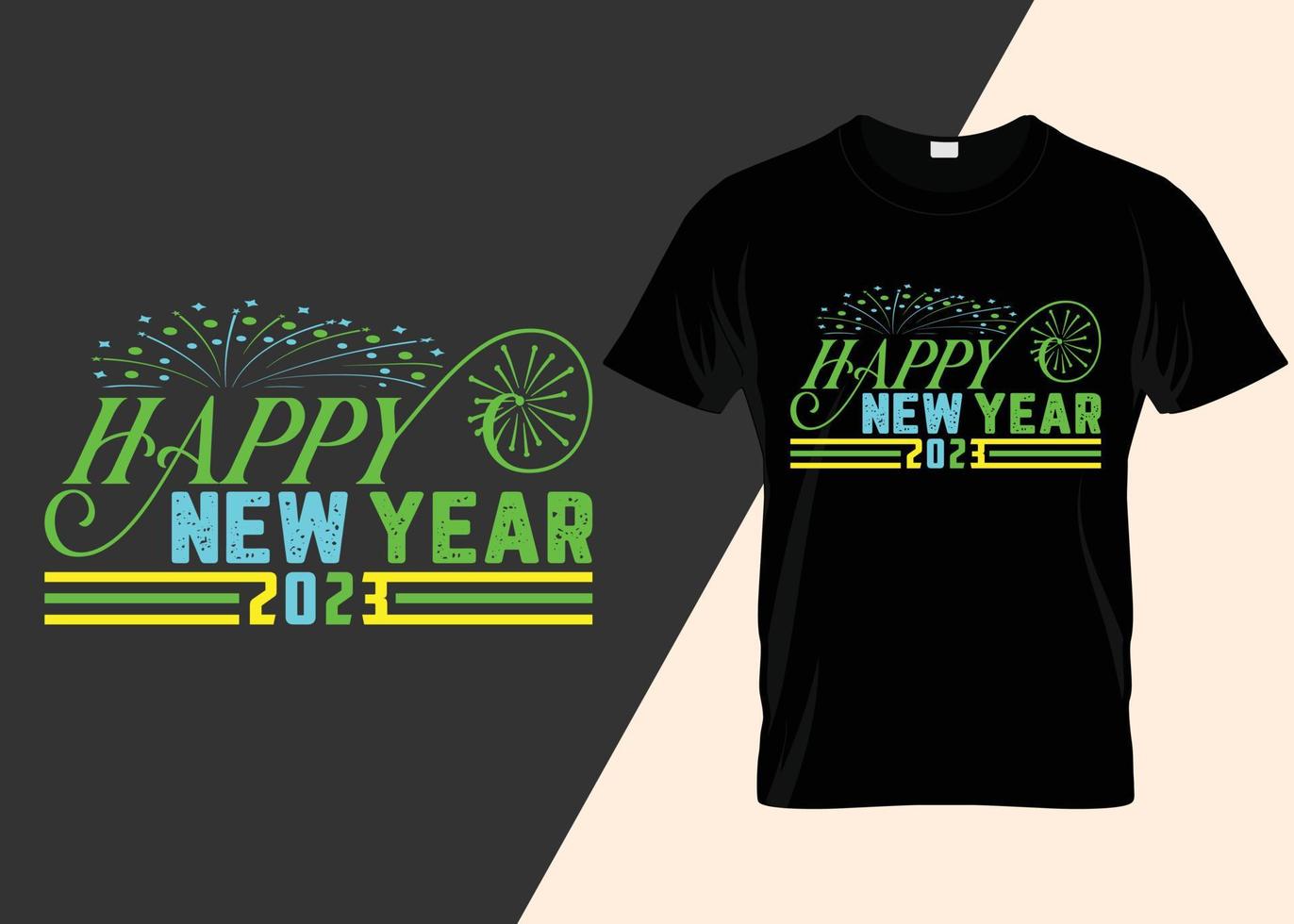 frohes neues jahr 2023 typografie t-shirt design vektor