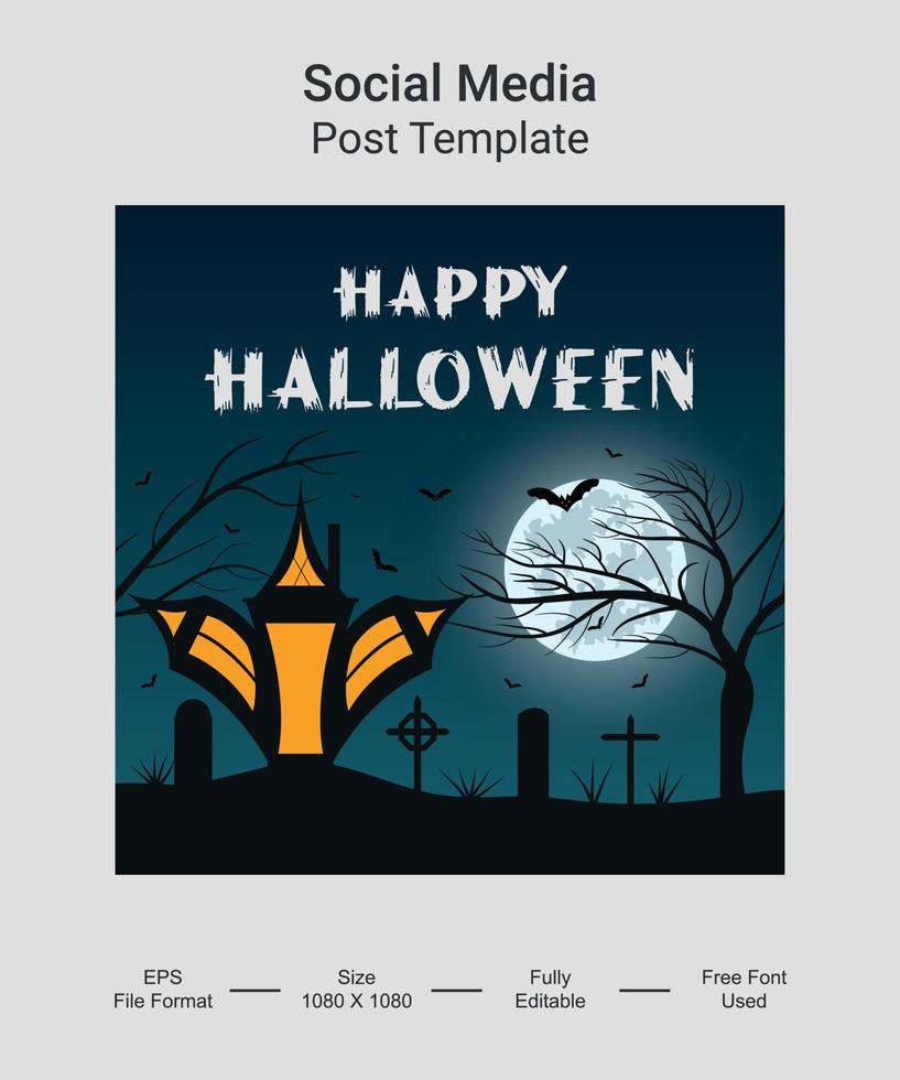 Happy Halloween Social Media Post Template Design. Kürbis mit Horror-Halloween-Konzept. vektorillustration für grußkarte, einladung, webbannerwerbung, poster. vektor