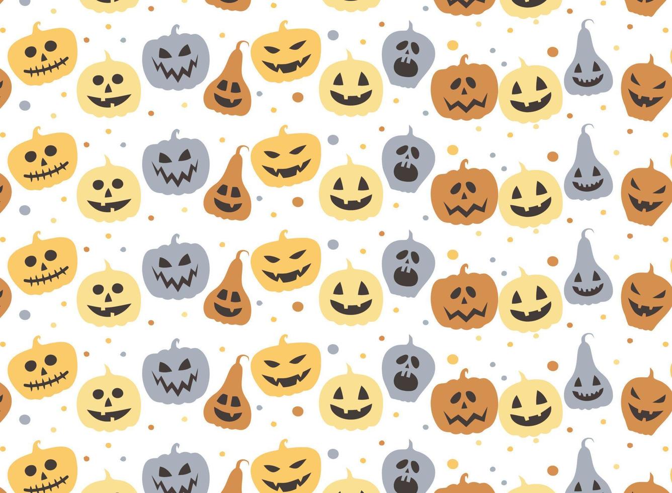 halloween mönster med söt pumpa ansikte vektor sömlös bakgrund