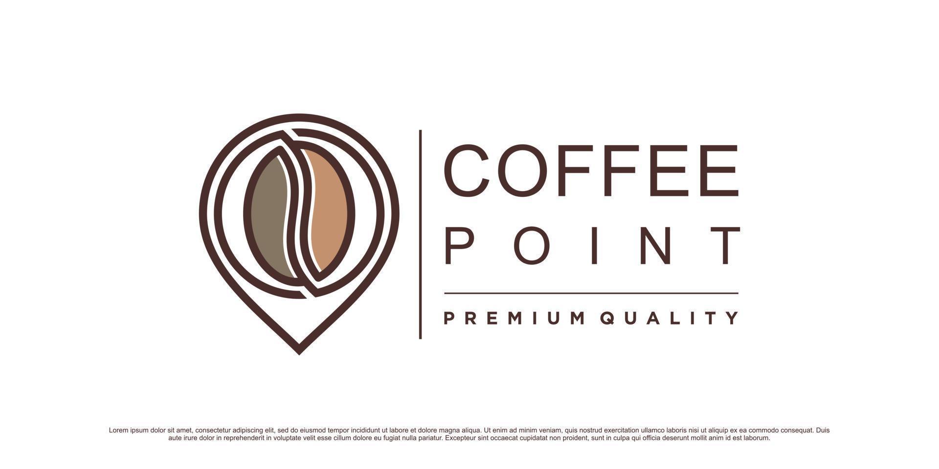 Kaffeepunkt-Logo-Designvorlage für Café oder Restaurant mit Standortsymbol und kreativem Element vektor