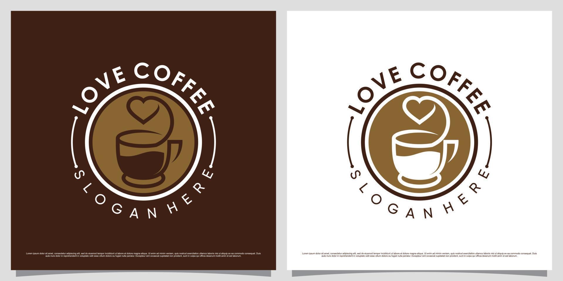 kaffe kärlek logotyp design illustration med kopp ikon och modern begrepp vektor