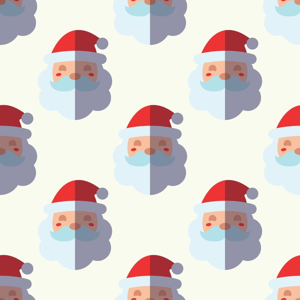 weihnachts- und neujahrskonzept. einfaches muster des flachen weihnachtsmanns auf hellbeigem hintergrund. perfekt für Websites, Wrapper, Geschenkboxen, Postkarten vektor
